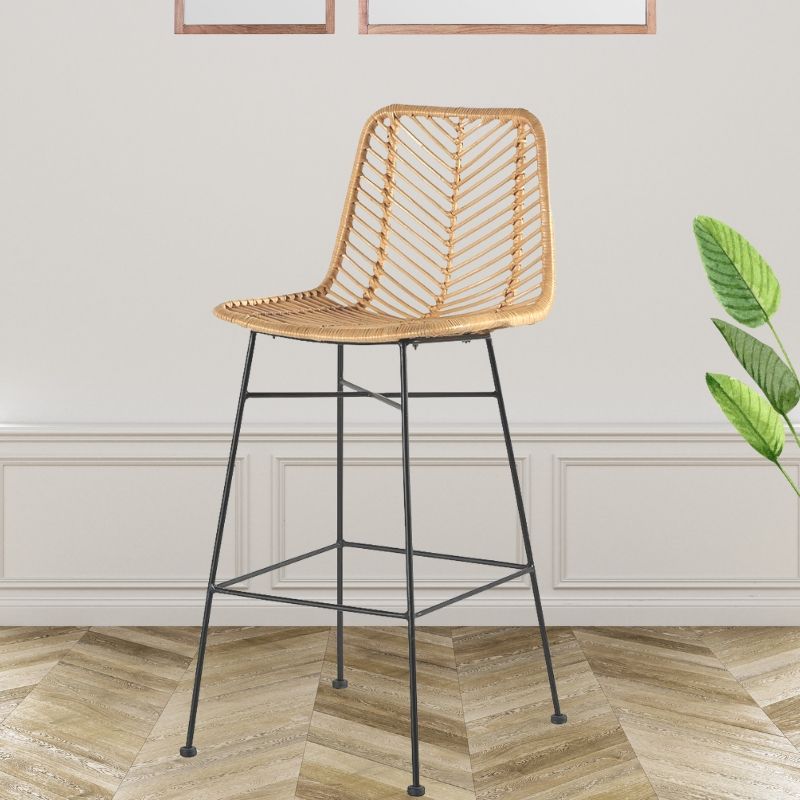 Chaise de bar en rotin tressé — Style wicker industriel